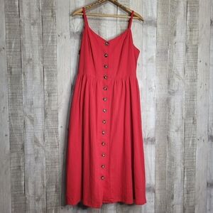Reitmans Signature Elegant Red Button-Down Dress. Cotton Blend. Size Large